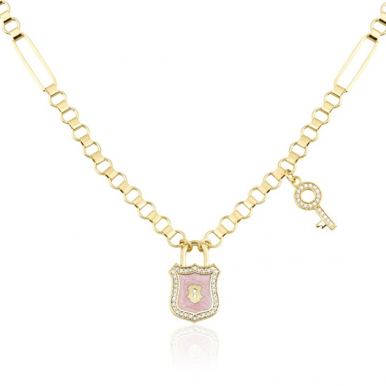 Taşlı Kilit Uçlu Kolye ZKU133