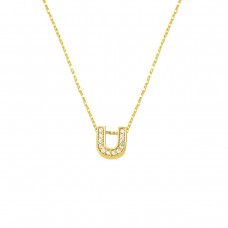 Taşlı U Harfi Minimal Kolye KLY2010