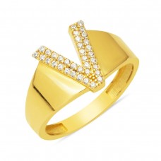 14 Ayar Altın V Harf Yüzük YZK433