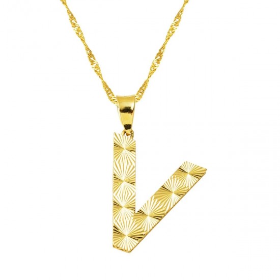 Üç Boyutlu V Harf Kolye KLY1992