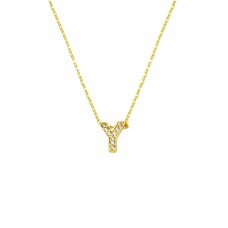 Taşlı Y Harfi Minimal Kolye KLY2011